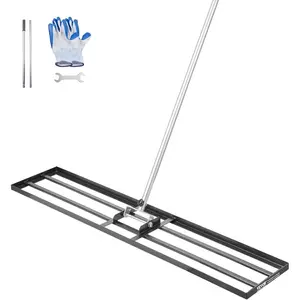 VEVOR Updated Lawn Leveling Rake with Roller, 48''x 10 Stainless Steel Lawn Leveler with 83.9'' Adjustable Handle, Heavy Duty Yard Leveling Rake, Effort Saving Lawn Leveling Tool for Yard Golf CourtVEVOR Super Brand Day