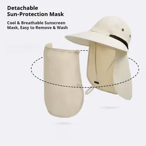 Men's & Women's Summer Sun Protection Fisherman's Hat with Wide Brim and Detachable Face Mask for Outdoor Hiking Activities Ideal for Summer Outings