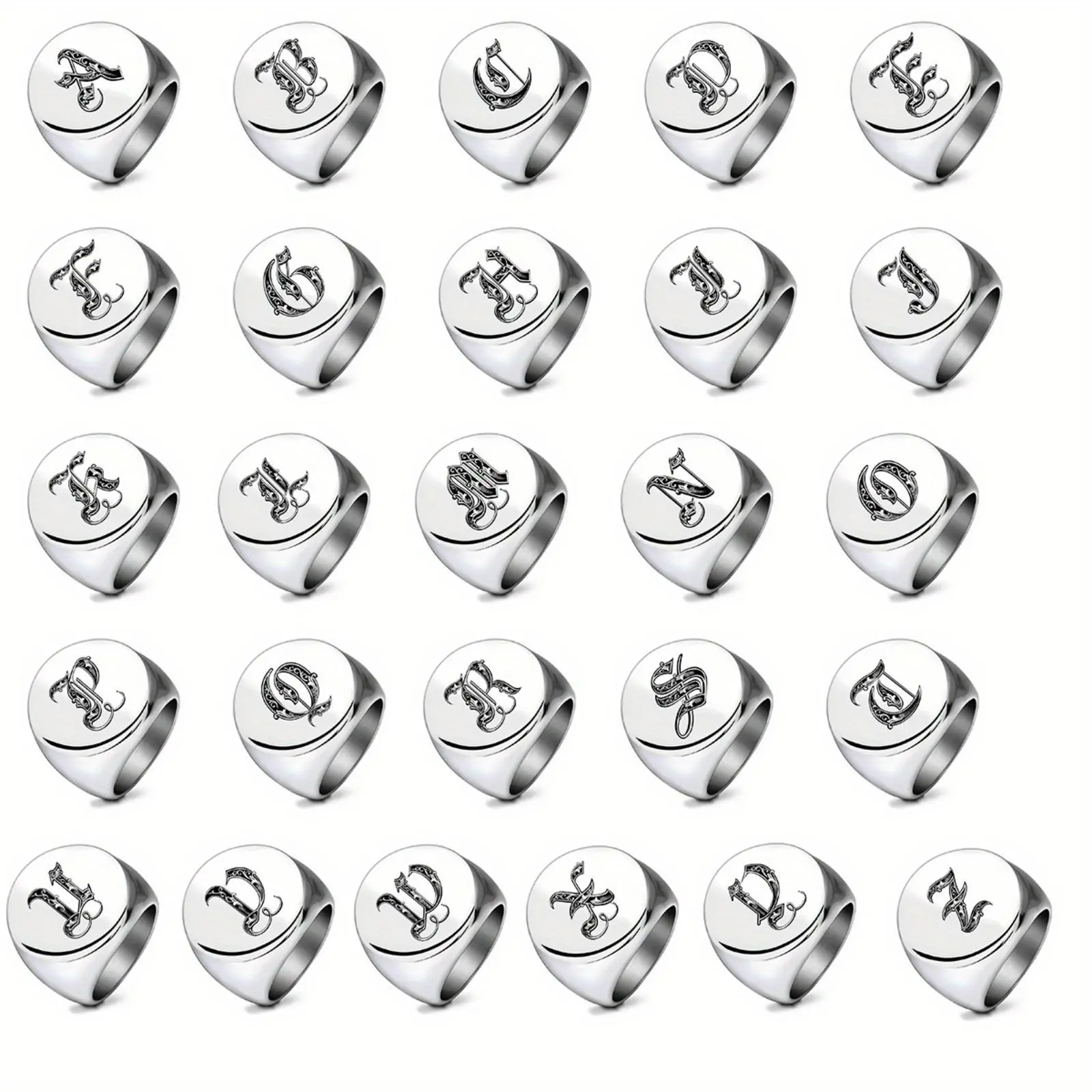 Men's Engraved Letter Pattern Stainless Steel Ring - Hip Hop Anti-Rust Steel Jewelry, Initial Ring for Daily Casual & Party Wear, Fashionable Trendy Accessory, Stainless Steel Jewelry, Initial Rings
