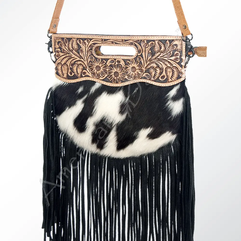 American Darling Western Leather Clutch Bag Hand Tooled Floral Carved Cowhide Purse with YKK Zipper & Full Grain Leather