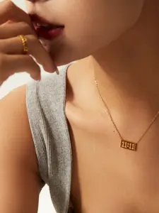 Women's Stainless Steel 11:11 Number Angel Necklace, Elegant Rectangular Pendant, Mathematical Jewelry, Perfect Jewelry Gifts for Any Occasion