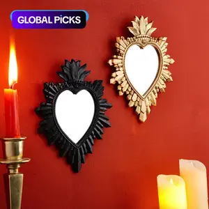 1pc Golden and Black Flame Heart-Shaped Decorative Pendant, Resin Sacred Heart Hanging Ornament, Suitable for Religious or Home Wall Decoration, Photography Props and Theme Party Decoration #GLOBAL PICKS