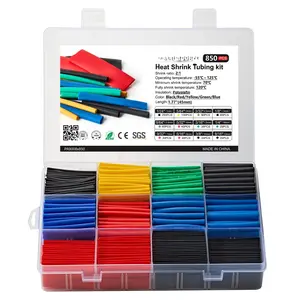 850 count Heat Shrink Tubing Kit, 2:1 Multi-Color Heat Shrink Wrap Tubing with Length 1.77" (inch), Polyolefin Sleeving 2 to 1 Heat-Shrink Tube