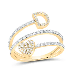 3/8Ctw-Nat Dia Nk Gift Initial "D" Heart Ladies Ring (2.56 grams)