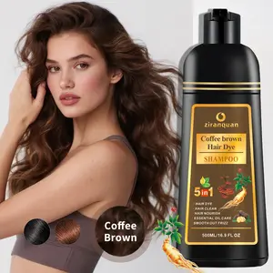 Espresso Brown Hair Dye | 5-in-1 Ginseng Shampoo | 30-Min Quick Color | 3-Month Color Lock | Ammonia-Free | For Resistant Gray | Men & Women Haircare