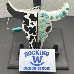 Turquoise Cow Skull Freshie - Unique Decorative Piece for Home or Office