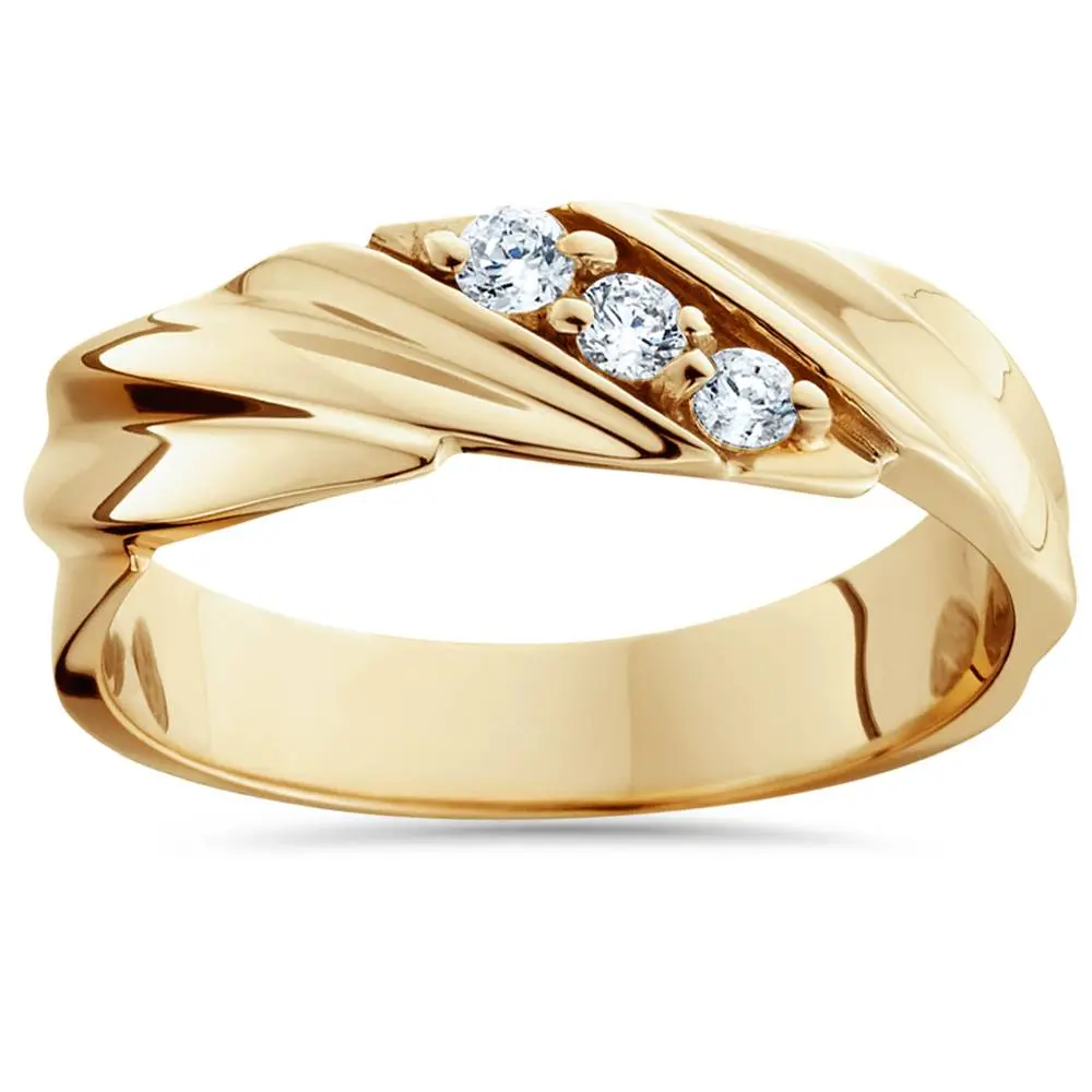 1/10ct Diamond 14K Yellow Gold Mens Wedding Ring 1/10ct Diamond 14K Yellow Gold Mens Wedding Ring