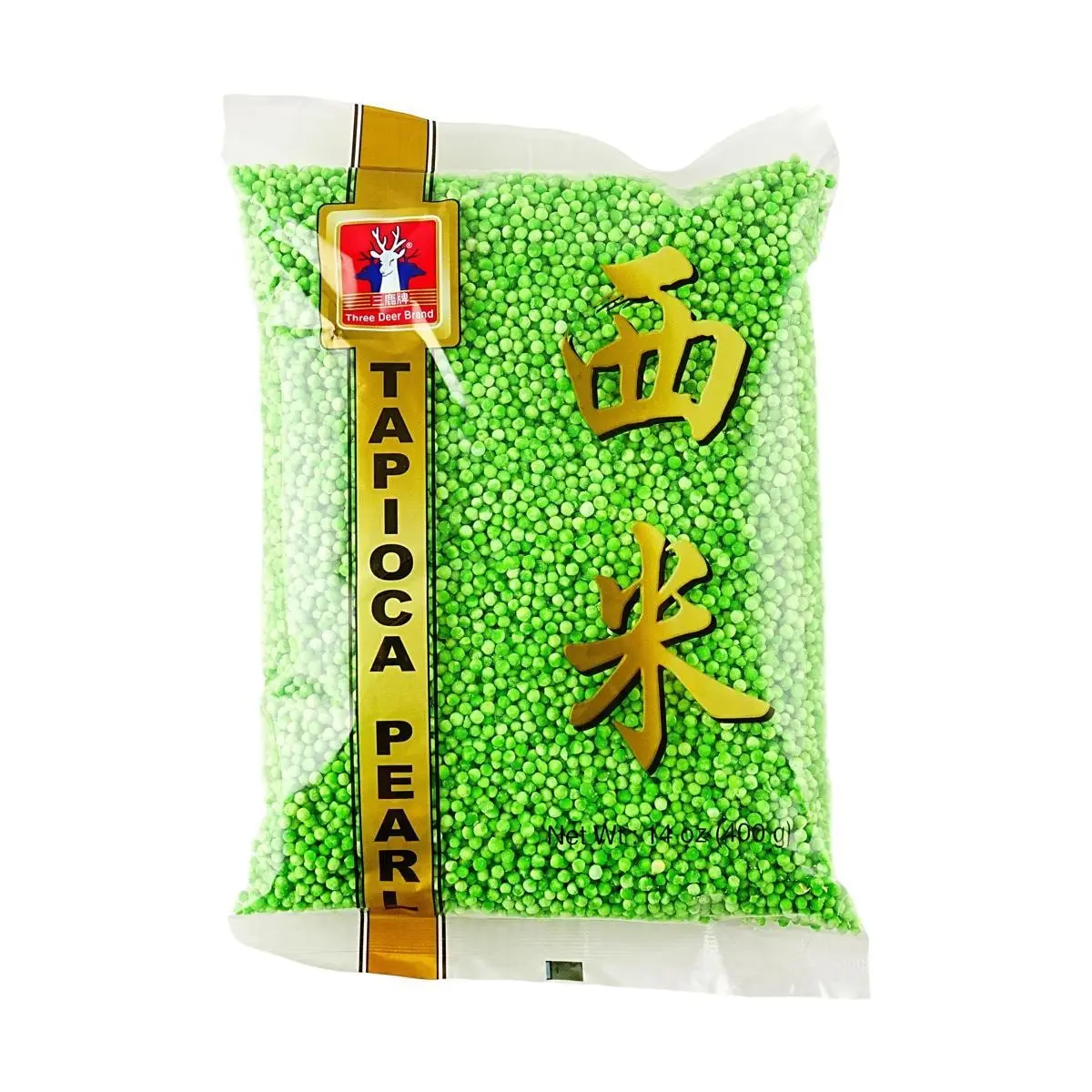 Three Deer Brand Thai Sago Tapioca Pearls - Pandan Flavor 400g | Perfect for Bubble Tea & Summer Drinks Three Deer Brand Thai Sago Tapioca Pearls - Pandan Flavor 400g | Perfect for Bubble Tea & Summer Drinks