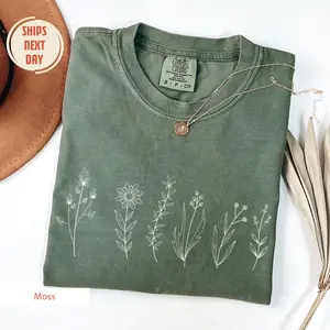 Wildflower Floral Cottagecore Comfort Colors Shirt, Botanical Flower, Nature Wild