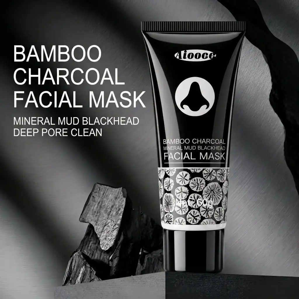 Bamboo Charcoal Blackhead Mask, Mineral Mud Facial Mask for Deep Pore Cleansing, Oil Control Clay Mask for Smooth-Looking Skin, Daily Skincare Routine for Face & Nose Care