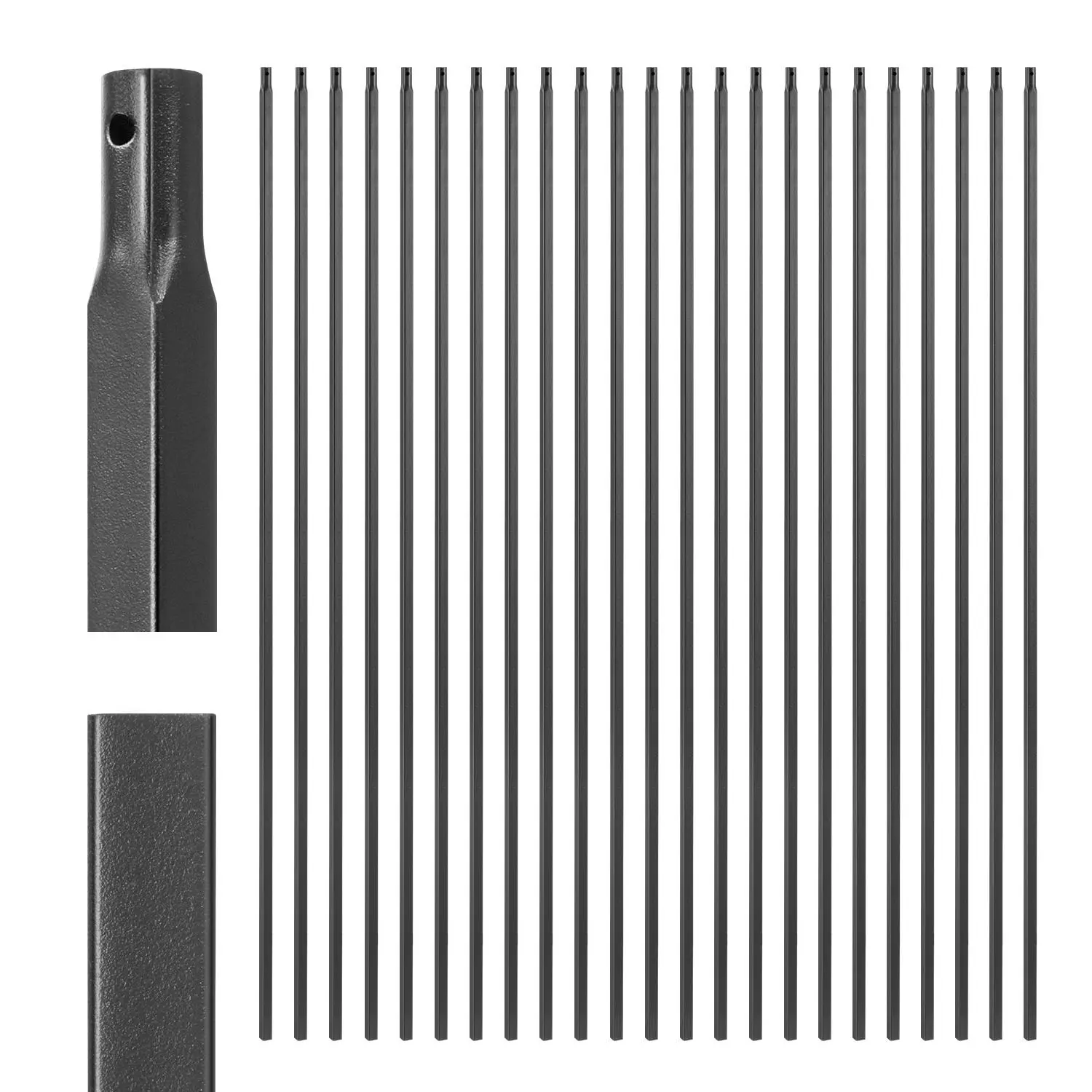 VEVOR 31-Piece Matte Black Carbon Steel Staircase Baluster Set, 44in Square Hollow Spindle Railing, 0.5in Corrosion-Proof Deck Fence System, Pre-Drilled Holes, Installation Guide for Easy Setup & Long-Lasting Performance