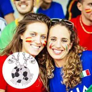 Magnetic Best Friends Necklace for 2 Football Soccer Sports Pendant Matching Set BFF Friendship Jewelry Alloy Couple Necklace for Boys Girls Bestie Gift