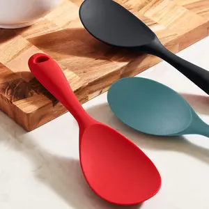 One-Piece Silicone Rice Spoon, Non-Stick Cooking Utensil, Heat-Resistant Electric Rice Cooker Spoon, Kitchen Rice Spoon for Rice Salad Mashed Potatoes