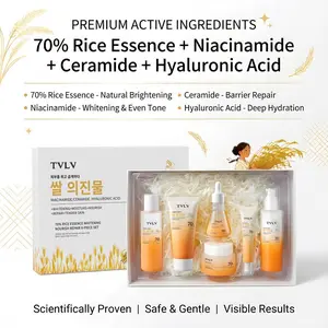 Tvlv70% Rice Essence Skincare Set, Niacinamide Hyaluronic Acid Moisturizing Brightening Repair Water Lotion, 6-Piece Kit