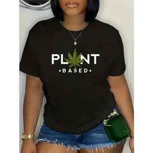 100% Cotton Plant Based Marijuana Leaf Weed Joint Pot Smoker Vegan Gift T-Shirt