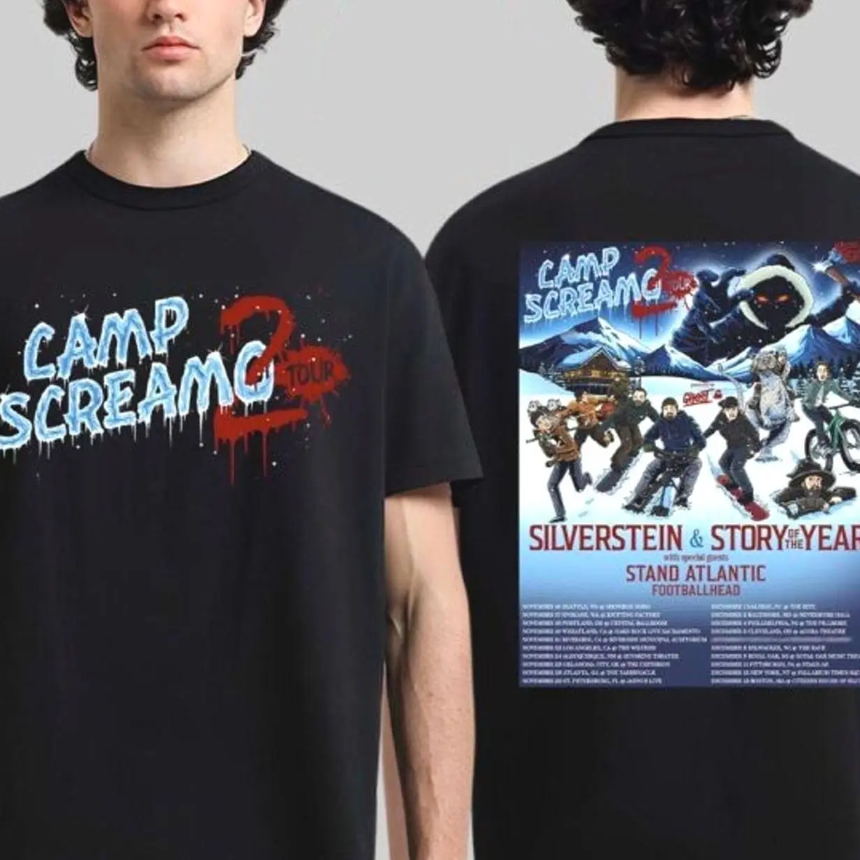 Silverstein Camp Screamo 2 Tour 2026 Schedule Dates Logo Two Sided T-Shirt YMN CEN