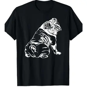Funny English Bulldog Dog Gift 200g 100% Cotton T-Shirt Casual Short-Sleeve Fun Shirts Graphic Tees Comfort Wear Cotton Men's Classic Cotton Tee Washable for All Seasons 200g 100% Cotton Sizes S to XXXL