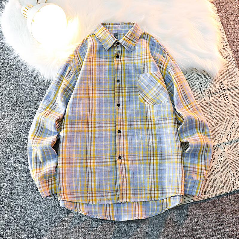 2026 Black and White Plaid Shirt Men's Fashion Casual Skin-Friendly Versatile Trendy Style 5color Options