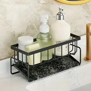 Stainless Steel Kitchen Sink Storage Rack,  Multifunctional Kitchen Countertop Storage Rack with Towel Holder, Soap Holder, Soap Dish, Kitchen Accessories,Sponge Holder Rag Holder. Organiser
