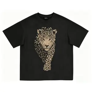 Leopard Print Women's Vintage  Cotton T-Shirt  Heavy Cotton, Crew Neck Short Sleeve, Retro Street Style, Machine Washable, Loose Fit Casual Tee for Spring & Summer # SummerVibes