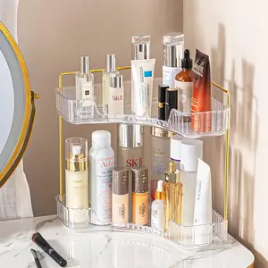 Corner Bathroom Counter Organizer, Countertop Perfume Tray and Vanity Organizer, Makeup Cosmetic Storage, Corner Storage Organizers for Bathroom, Dresser, Kitchen