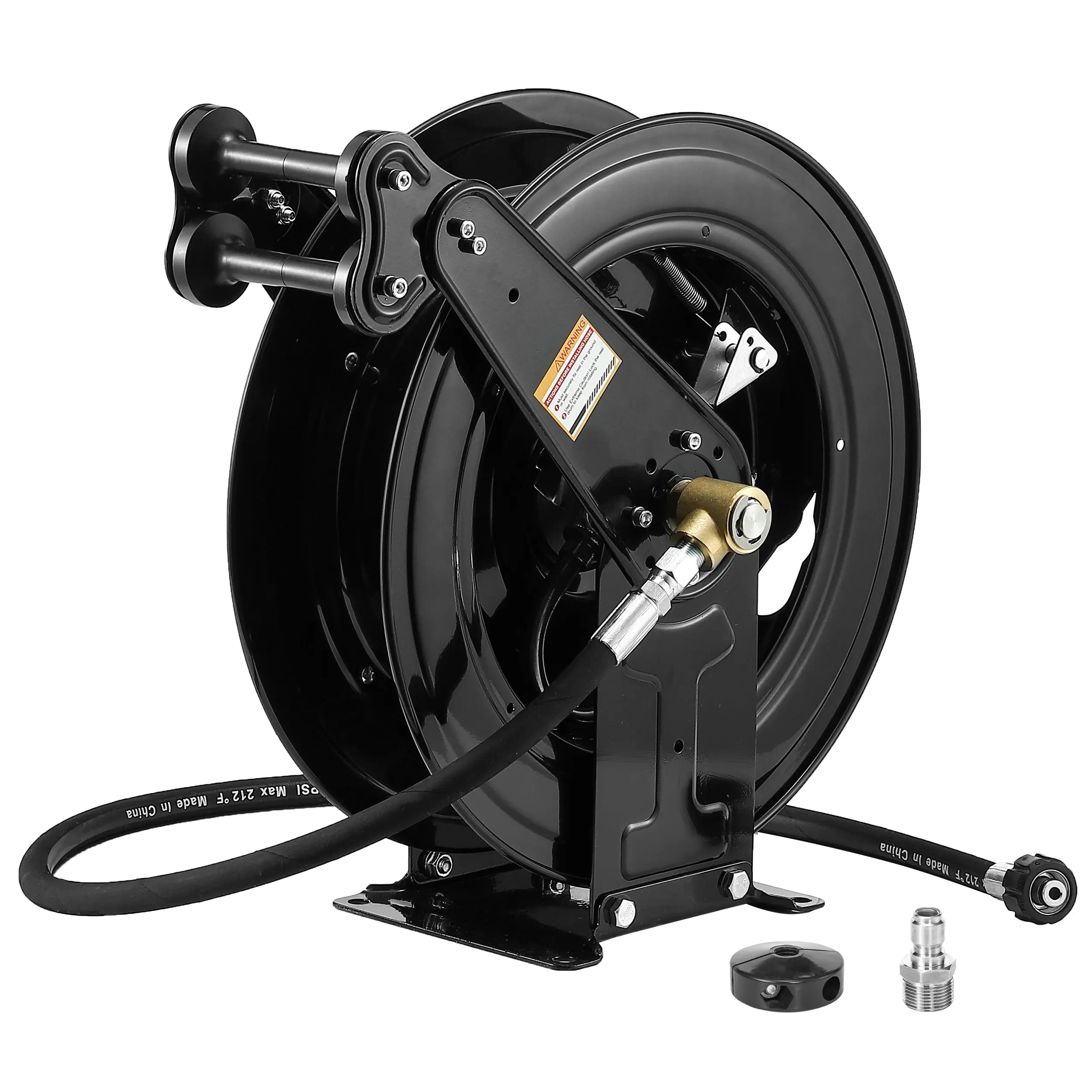 JOEJET Auto-Retractable High Pressure Washer Hose Reel, 50FT x 3/8" Heavy-Duty Steel Dual-Arm Power Washer Hose Reel, 4000 PSI, High Pressure Hose