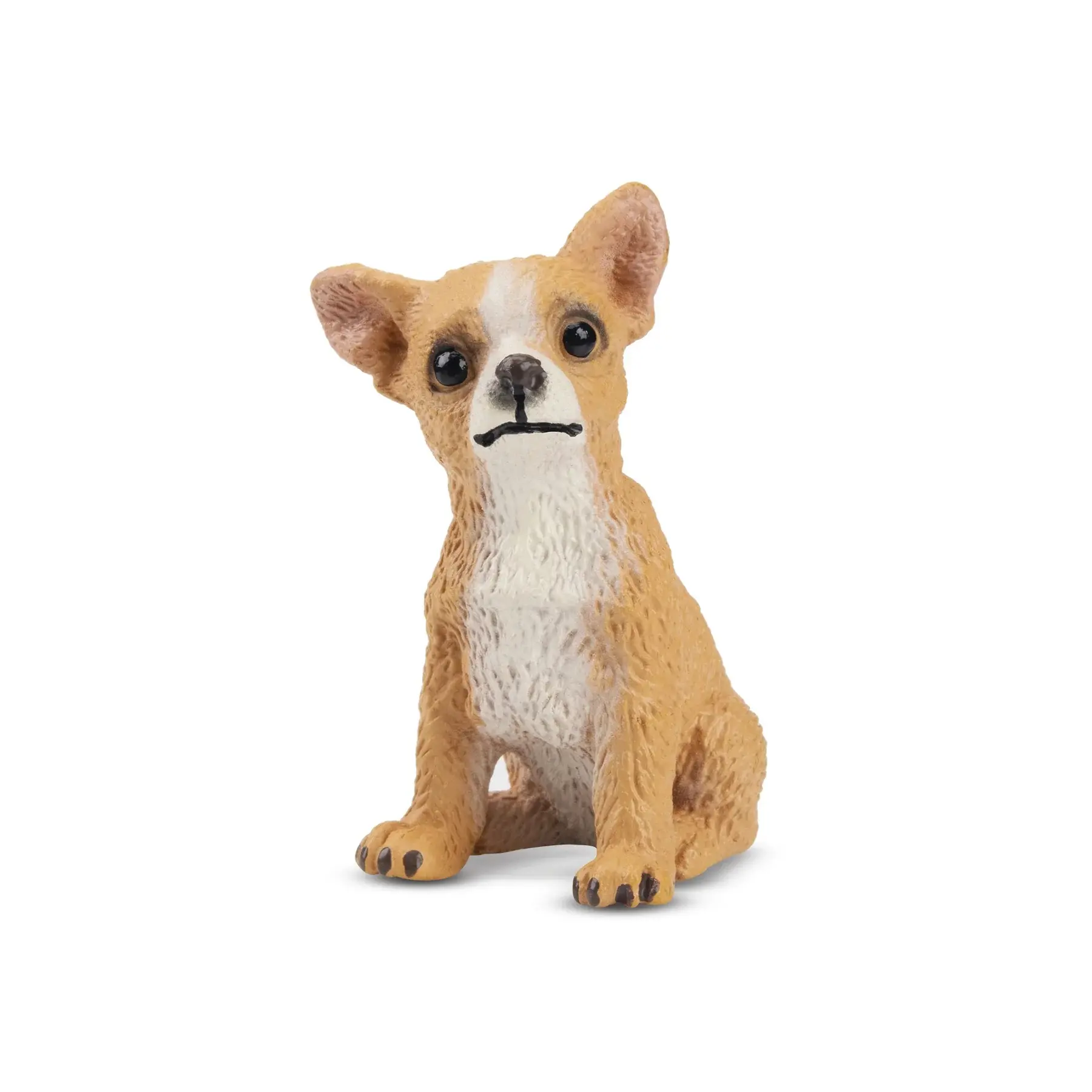 Toymany Hand-Painted Sitting Fawn Chihuahua Puppy Figurine – Realistic Dog Model, Perfect for Early Education, Montessori Sensory Play, Cake & Party Decorations, Desk & Home Décor, Thoughtful Gifts, and Collectible Figurine
