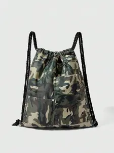 Camouflage Drawstring Backpack, Large Capacity Multi-Pocket Casual Unisex Bag, Suitable for Commuting, Social Events, Shopping