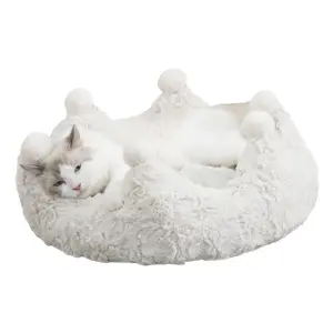 Rose Crown Cat Bed Plush Fabric cute