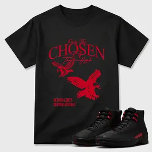 Chosen Shirt To Match 12 Bloodline Varsity Red University 2026, 12 Bloodline Sneaker Matching Shirt, Jordan Match Tee, Cotton Unisex Graphic T-Shirt
