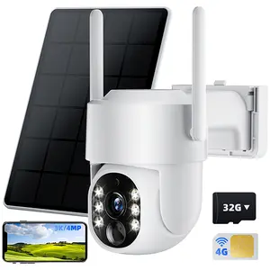 No WiFi Solar Camera 4G LTE Cellular Solar 4MP/3K Security Camera, No WiFi Required, Solar Cell Battary Powered Outdoor Camera, 360° View, AI Tracking,  Color Night Vision,  Built-in 4G SIM Card and SD Card