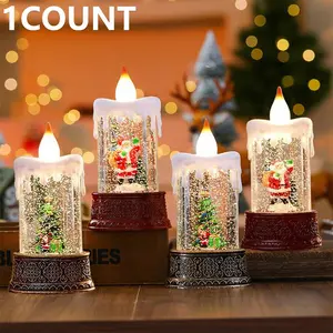 Christmas Water Candle Lamp Led Lantern, Festive Desktop Decoration, Perfect Holiday Gift, Christmas Table Ornament, Ideal for Seasonal Decorations