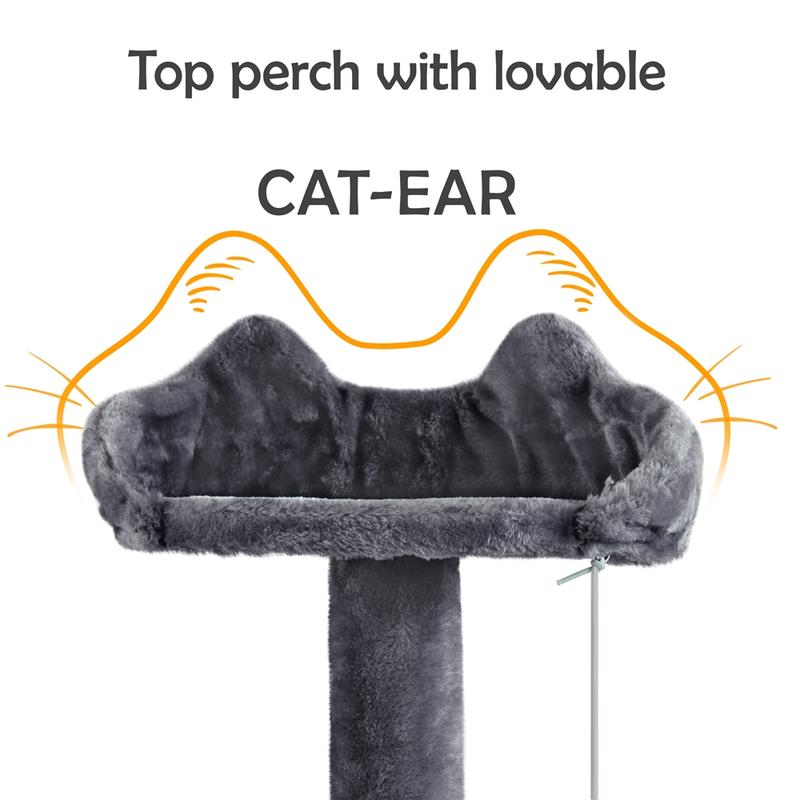 【On Sale】Yaheetech 54"/57''/63"/79"/82" Cat Tree Multilevel Cat Tower with 2 Condos & Dangling Ball & Round Platform & Ladder