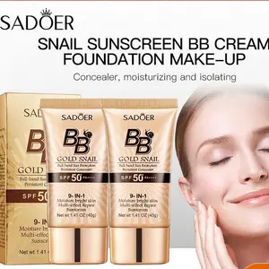 2pcs SADOER Golden Snail BB Cream SPF50+ - Hydrating Foundation, Buildable Coverage, Lightweight & Non-Greasy, Moisturizing & Nourishing, Daily Wear Makeup