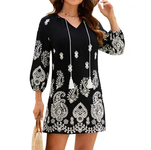 Blooming Jelly Swimsuit Coverup for Women Bathing Suit Cover Up Paisley Pattern Embroidery Boho Beach Dress Shirt