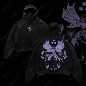Limited Edition "Sasuke Cursed Seal of Heaven" Anime Double Printed Lightweight Acid Washed Hoodie, Gift For anime lover Sasuke Cursed Purple