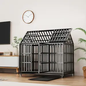 Extra Large Dog Crate Villa for Large Breeds, Indoor Dog House with Toilet Separation, Heavy-Duty Kennel for Golden Retrievers & Labradors