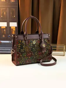 Women's Floral Embossed Handbag, Fashionable Large Capacity Tote Bag for Daily Used, Casual Trendy Versatile High-quality Daily Commuting Bag,trendy Commuter Purse, Floral Embossed Satchel