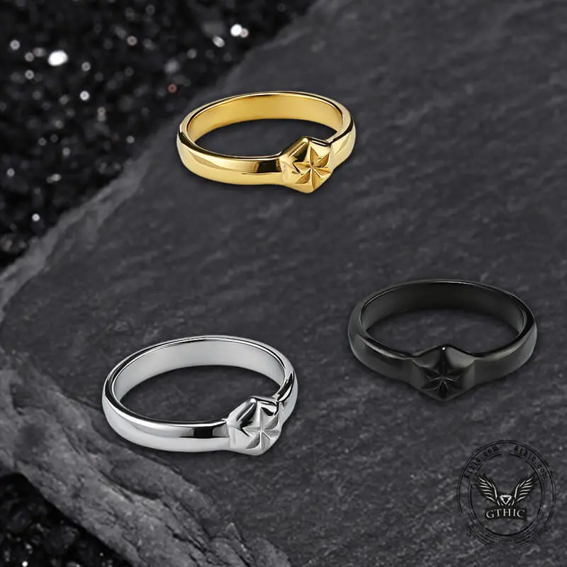 GTHIC Minimalist Design Hexagon Flower Stainless Steel Ring, Durable Jewelry Accessory, Daily Wear Piece, Gift Idea