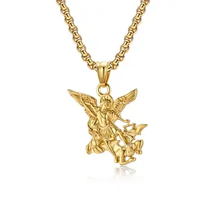 St. Michael Archangel Titanium Steel Necklace Niche Personality Trendy Accessories