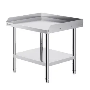 VEVOR Stainless Steel Table, 24 x 28 x 26 Inch Commercial Food Prep Worktable, 3-Sided Backsplash Heavy Duty Prep Worktable, Metal Table with Adjustable Height for Restaurant Home Hotel
