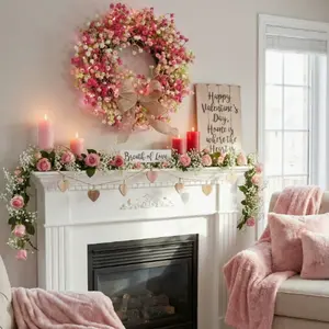 Artificial Leaf Vine Hanging Decor, Soft Plant Wreath, Perfect for Holiday Wedding Parties, Stairs, Fireplace Decoration, Indoor Outdoor Use