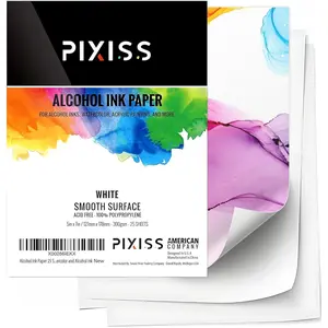 White Alcohol Ink Paper - 25 Sheets Heavy Weight Art Paper for Alcohol Ink & Watercolor - Extra Smooth Synthetic Paper A4 5x7 inches, 300gsm