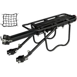 Rear  Rack Bicycle Cargo Rack Quick Release Adjustable Alloy Bicycle Carrier 115 lbs Capacity Easy to Install Black