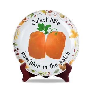 DIY Baby's First Halloween Cutest Little Pumpkin Ceramic Novelty Plate Bottom Butt Print Craft Project Memory Keepsake Milestone 8'' Halloween Decor Gift for Babies Toddlers