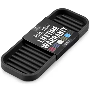 Zulay Silicone Sponge Holder (9x3.5) - Flexible Kitchen Sink Organizer for Sponge, and More