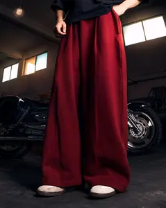 Y33 Designer Pleated Organic Sweatpants — 520GSM, Baggy Oversized, Maroon [Pre-Order]