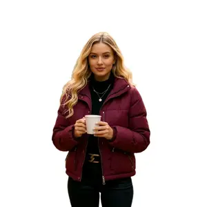 Casual Zipper Outwear Winter Down puffer Jacket zip up water resistant padded quilted coat pockets warm  Outerwear  Tops  Womenswear Long Sleeve Cotton Everyday Collar Thick Comfort