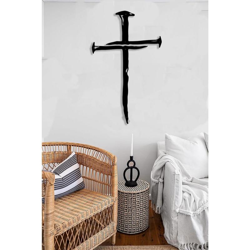 Wall Cross Jesus Crosses Wall Decor Religious Metal Wall Art Minimalist Decorations for Church Home Office Baptism Decor Gift for a Christian