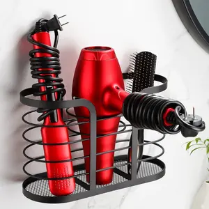 Hair Dryer Holder - Wall/Blow Dryer Holder Organizer Organizer for Hair Dryer, Shaver Black